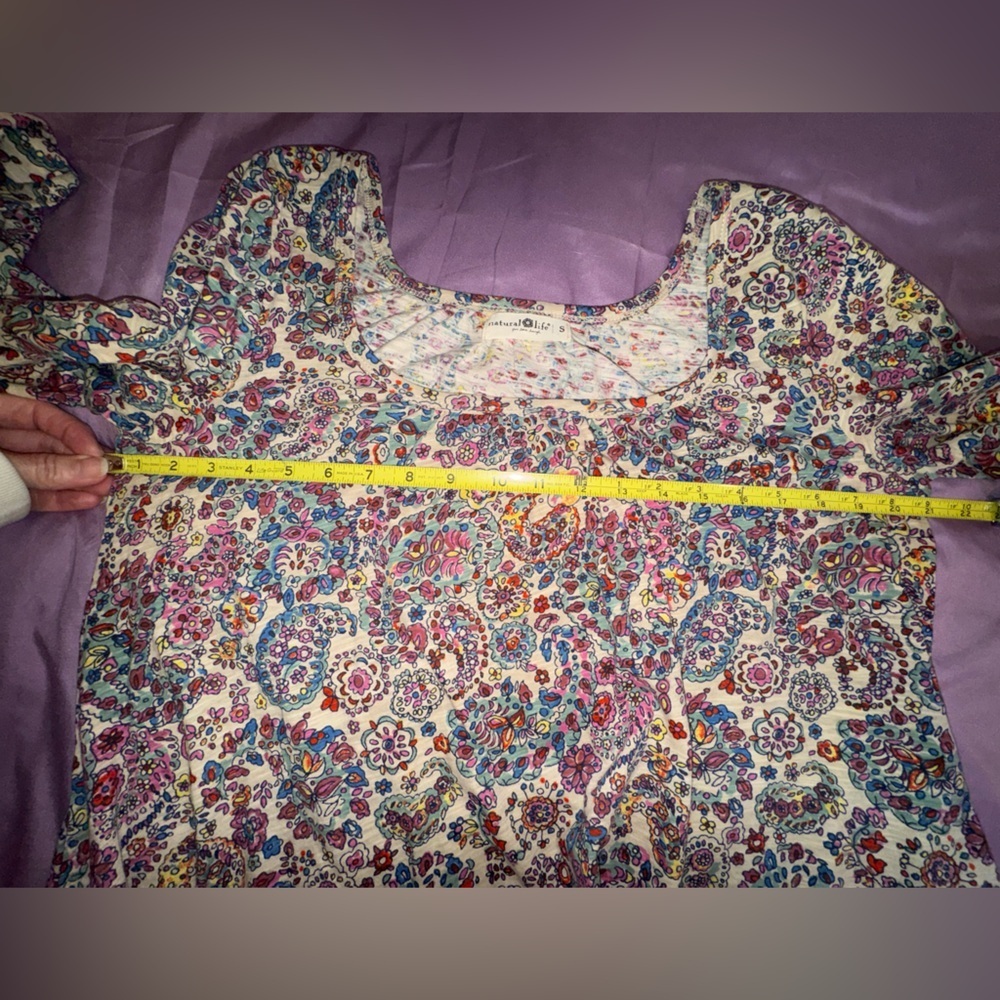 Natural Life Floral Paisley Long Sleeve Blouse Size Small Boho Cotton NWOT - Picture 3 of 8